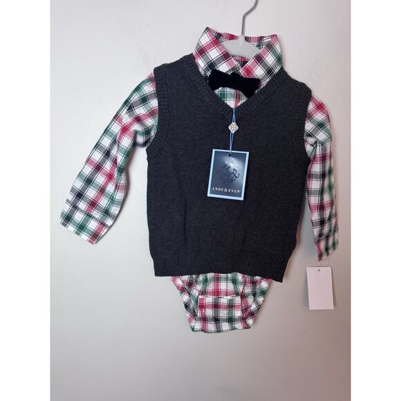 Andy & Evan 3 Piece Sweater Vest Set 18-24M NWT - Picture 2 of 10